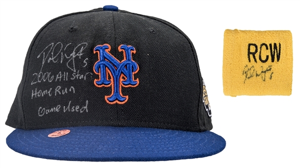 Lot of (2) 2006 David Wright All-Star Game Used & Signed New York Mets Cap & Wristband (Wright LOA)